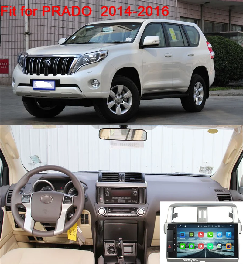 Excellent 10.1" two din car dvd player for toyota land cruiser PRADO 2014-2015 with android 9.0 octa core 4G RAM 64G ROM built in wifi 4