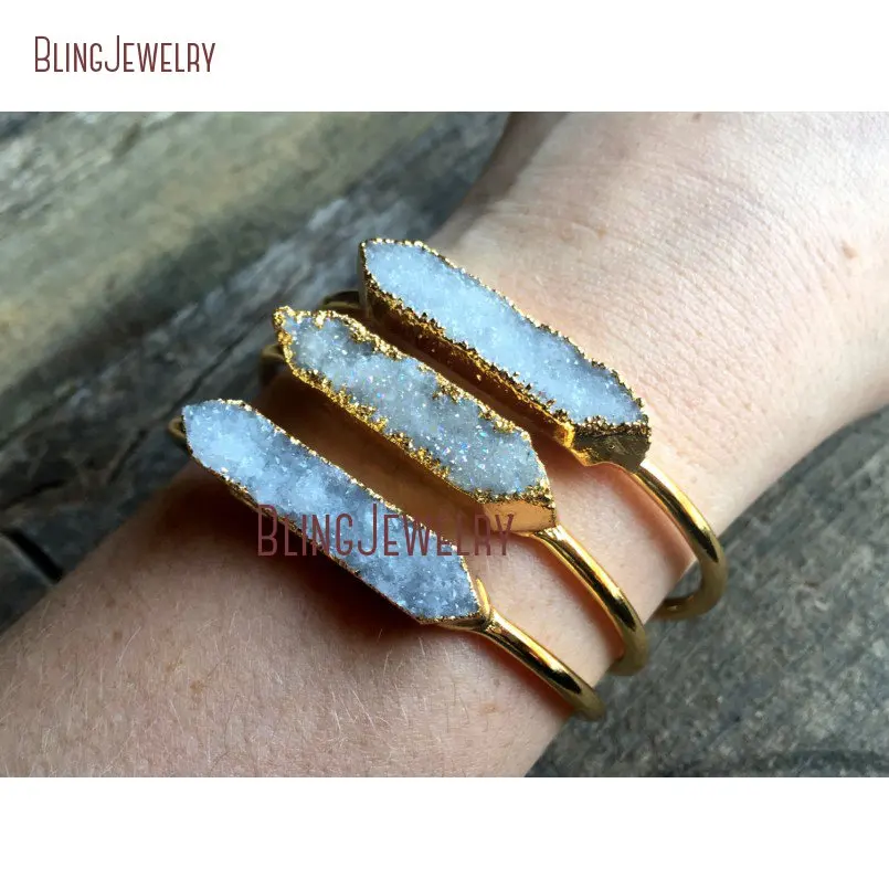 

White Druzy Bar Cuff Bracelets BM23743