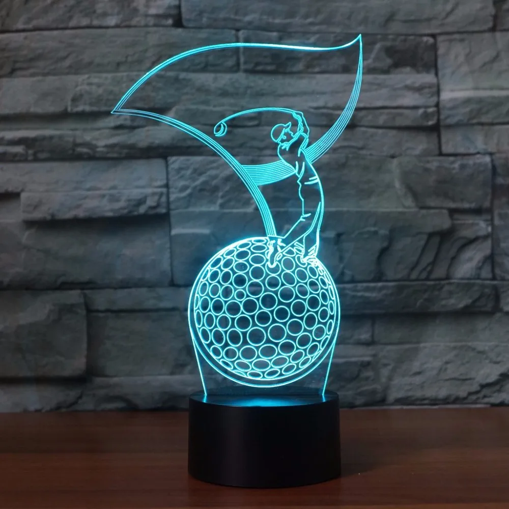 3D Golfer Modelling LED Table Lamp Bedroom LED Vision Night Light USB 7