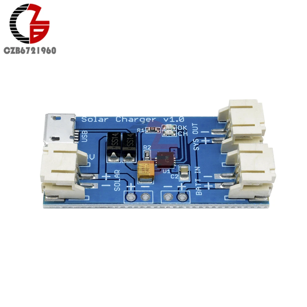 Nouveau Super Mini Chargeur Solaire Lipo Solaire CN3065 Chargeur de Batterie Chargeur Conseil Module 500mA DC4.4-6V Support Charge USB Bleu