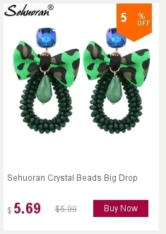 Sehuoran геометрические серьги-кольца для женщин роскошные натуральные камни витая вода капельные серьги женские сережки