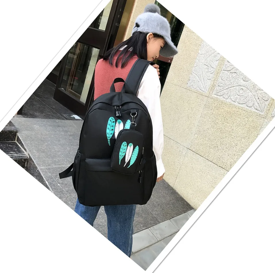 Женские рюкзаки с клевером, школьный рюкзак, простая однотонная нейлоновая школьная сумка для девочек-подростков, рюкзак в консервативном стиле