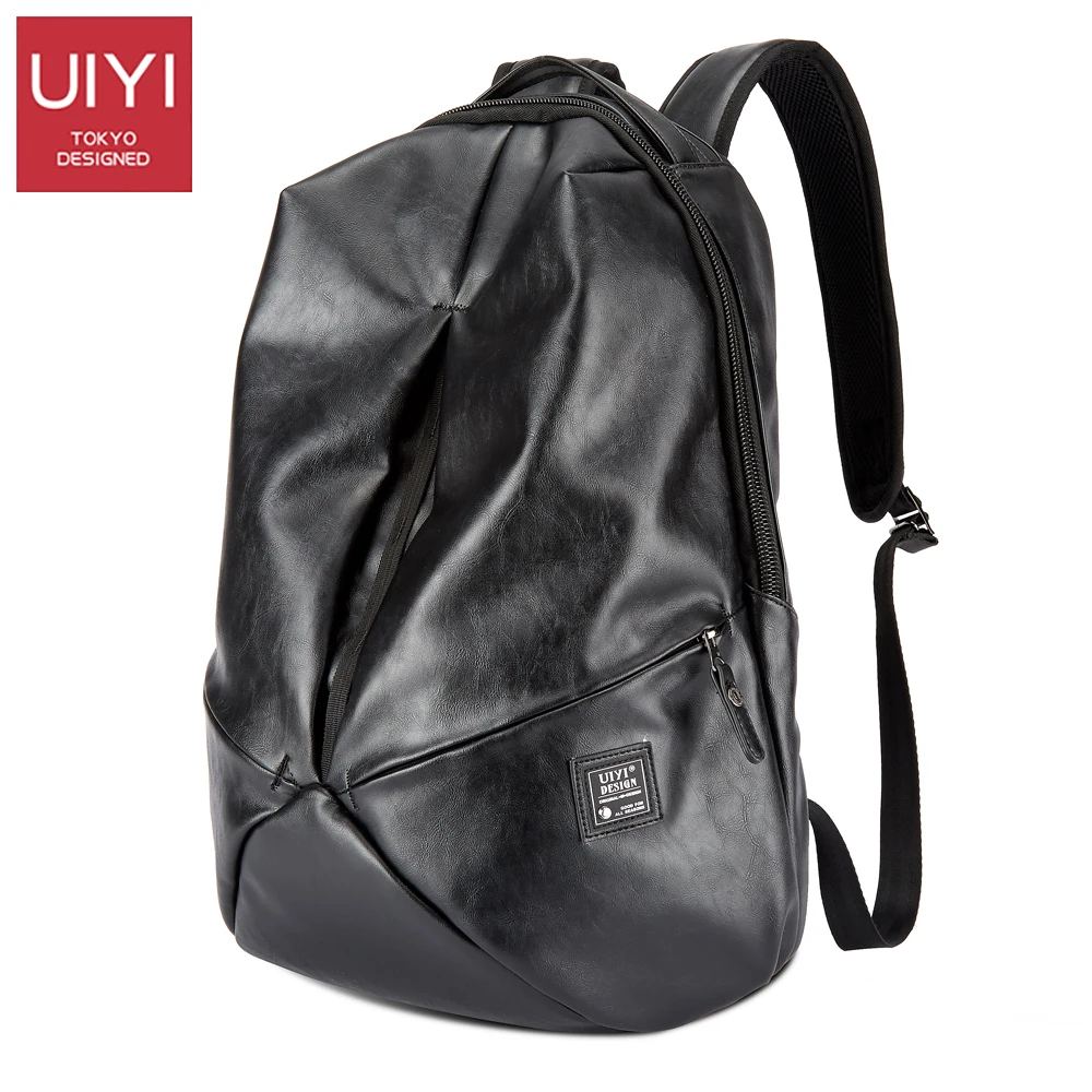  UIYI Backpack PU leather Fashion Men Laptop Backpack Black Travel Shoulder Back bag Rucksack School