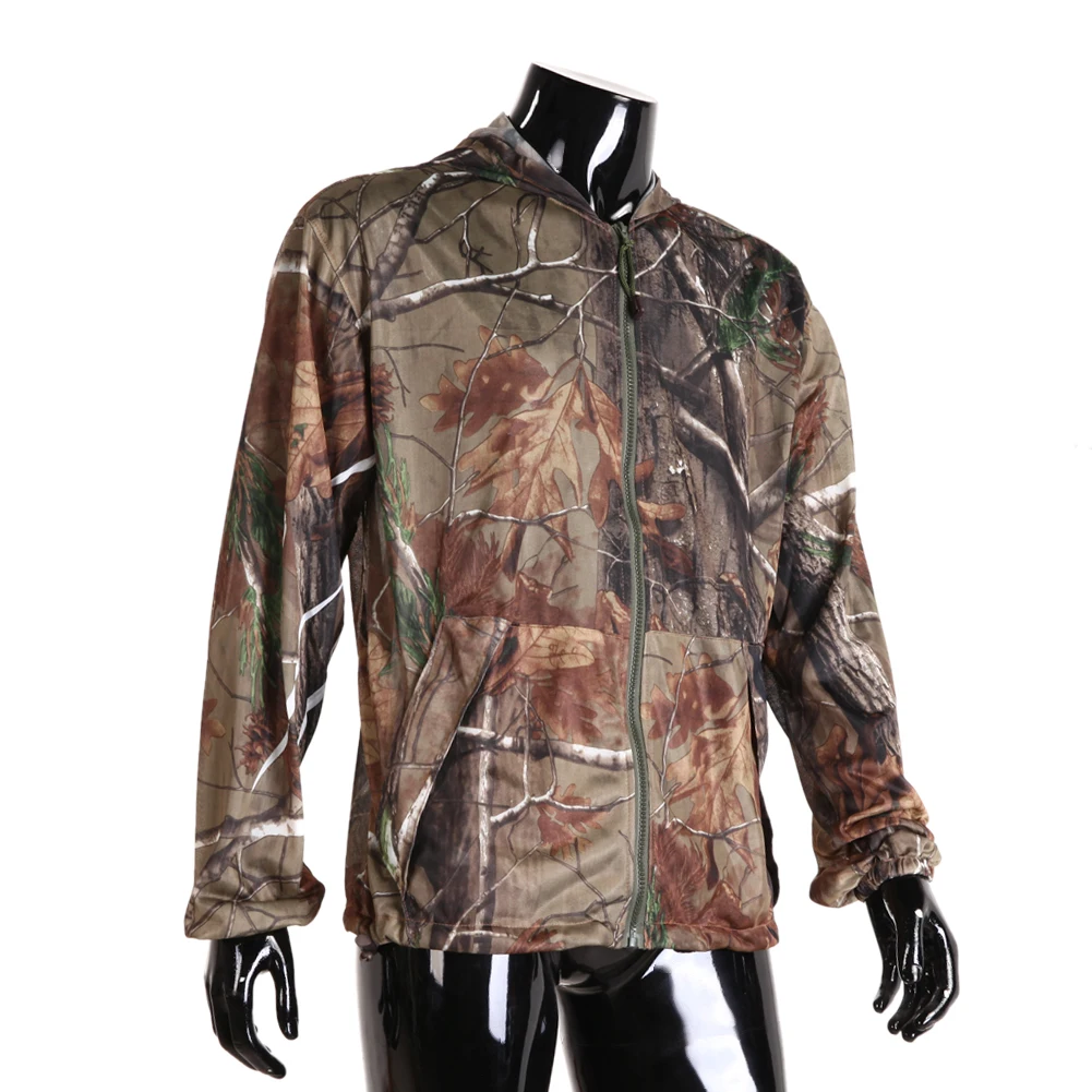 

Camouflage Fishing Clothes Two Pockets Hooded Long Sleeve T-shirt Breathable Bionic UV-Protection Anti-mosquito Fishing Clothing