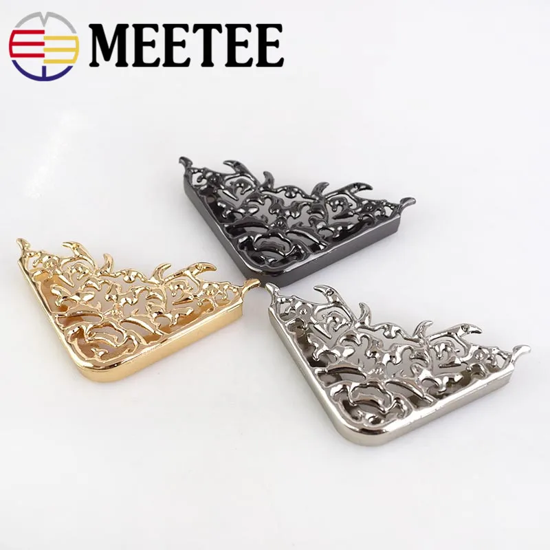 Meetee 4pcs 46*63mm Bag Corner Protector Metal Buckles Luggage Leather