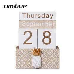 Umtive – calendrier perpétuel en bois 2019, planificateur, organisateur, affichage de Table, décoration de bureau, salon 