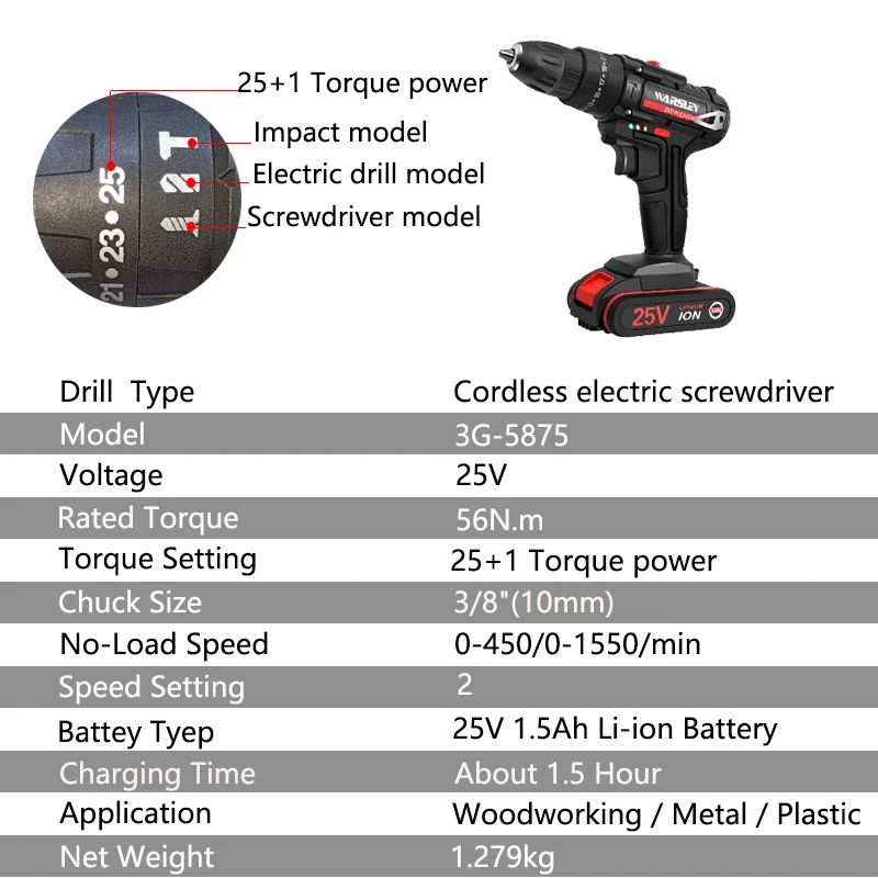 25 в электрическая шуруповерт аккумуляторная дрель ударная дрель мини беспроводной шуруповерт DC литий-ионный аккумулятор 3/8 дюйма 2 скорости