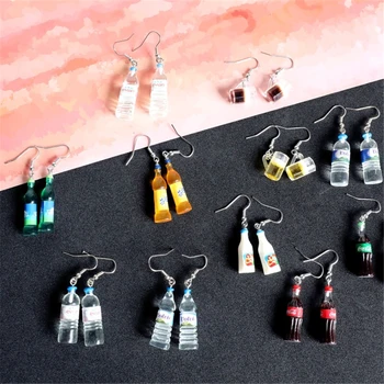 

Women's Hot Fashion Statement Earrings Handmade Multi-style Drink Bottle Beer Resin Earrings Women Jewelry Funny Earrings Gifts