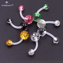 Starbeauty piercing de umbigo, brinco piercing de barriga de silicone, barra flexível, pequeno, transparente, 1 peça