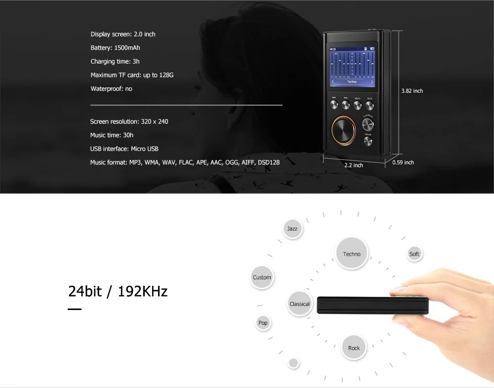 Crazier R3 HiFi 2.0 inch TFT Screen Digital MP3 Lossless Music Player
