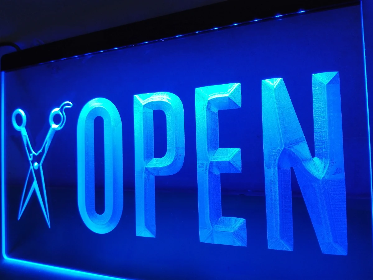 

LK753- OPEN Scissor Barber Hair NR LED Neon Light Sign home decor crafts