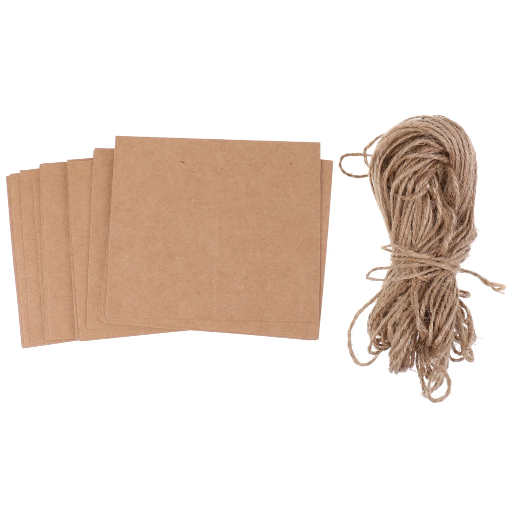 MagiDeal 50 Vintage Wedding Table Cards Blank Kraft Paper Place Name Cards Ceremony Invitations 10.2 x 8.9 cm