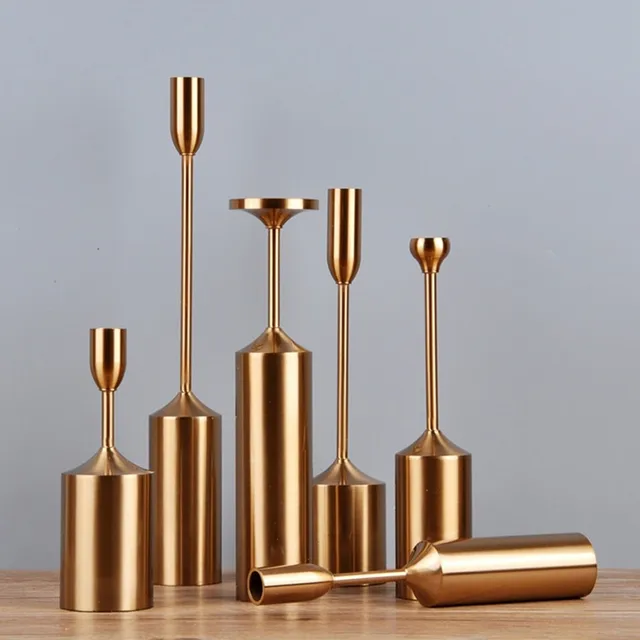 6pcs Set Retro Table Ornaments Candle Stand Home Metal Crafts 6pcs Set Retro Table Ornaments Candle Stand Home Metal Crafts Decoration Wedding Iron