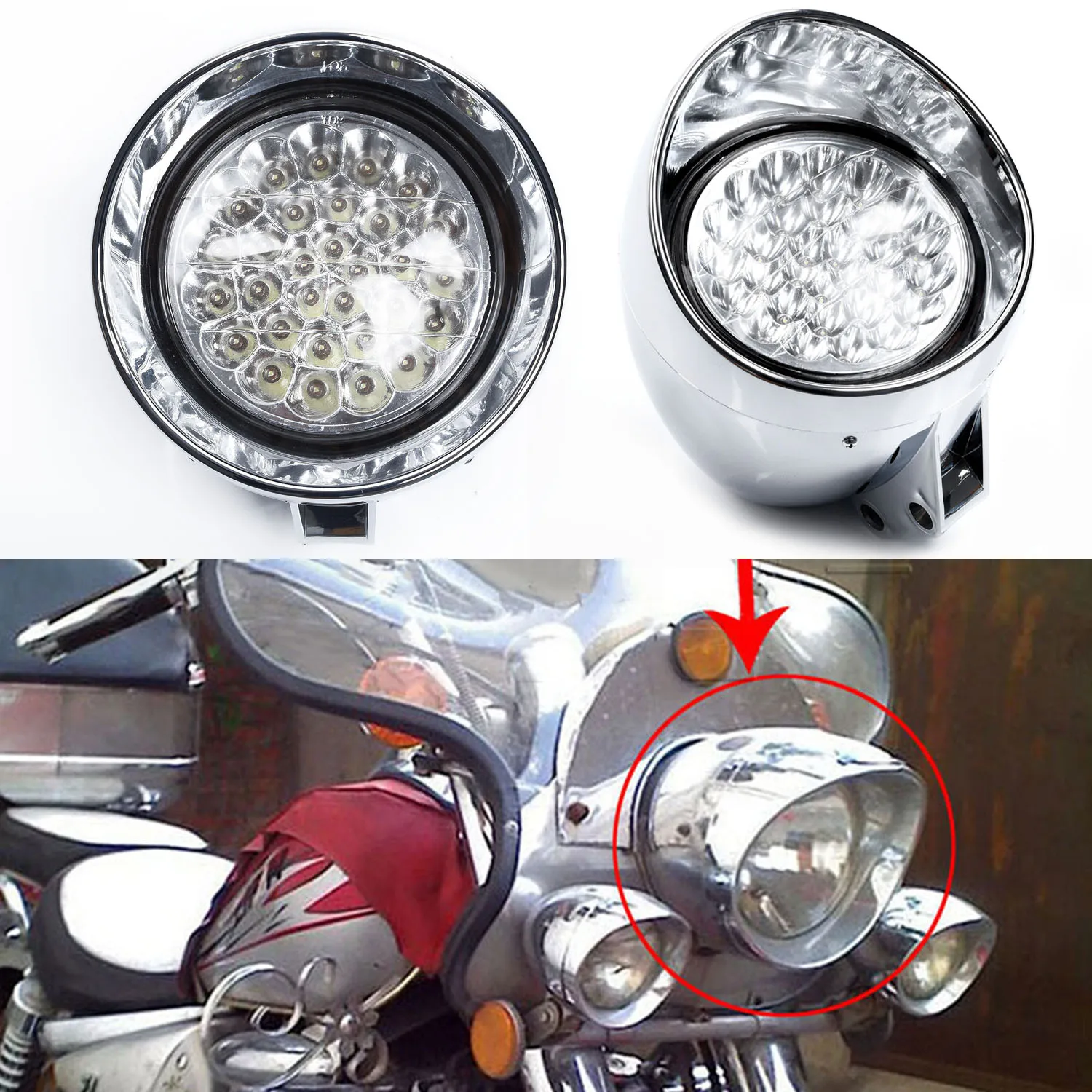

7 35W H4 Super Bright LED Motorcycle Front Headlight Hi/Lo For Harley Chopper H