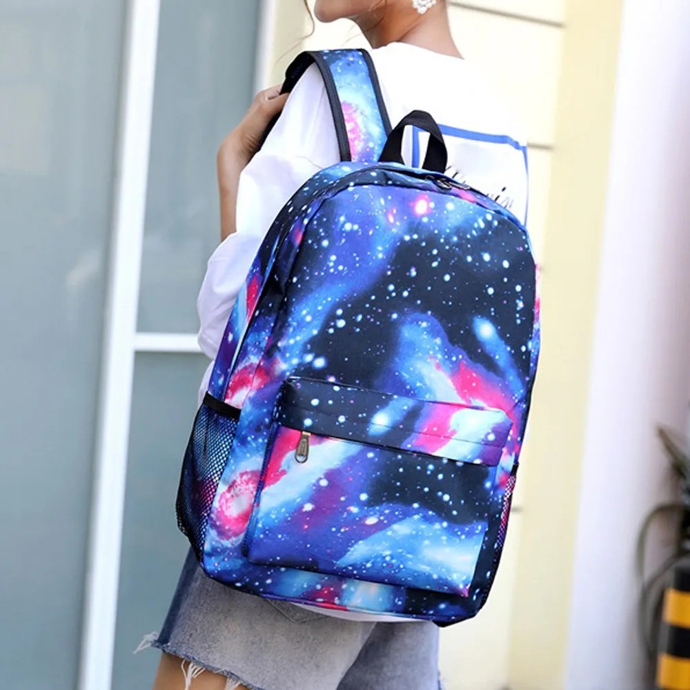 

Ladybabag Couple Schoolbag Travel Hiking Bag Galaxy Backpack Collection Luminous Bag Teen mochila feminina