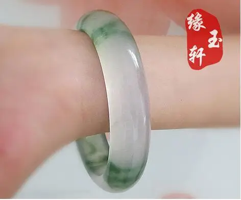 

Natural authentic Burmese ice species floating flower jade color jade bracelet female models (Certificate delivery)