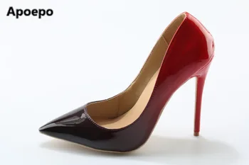 

Shoes Woman High Heels Wedding Shoes Black/Red Patent Leather Women Pumps Pointed Toe Sexy High Heels Shoes Stilettos size 42