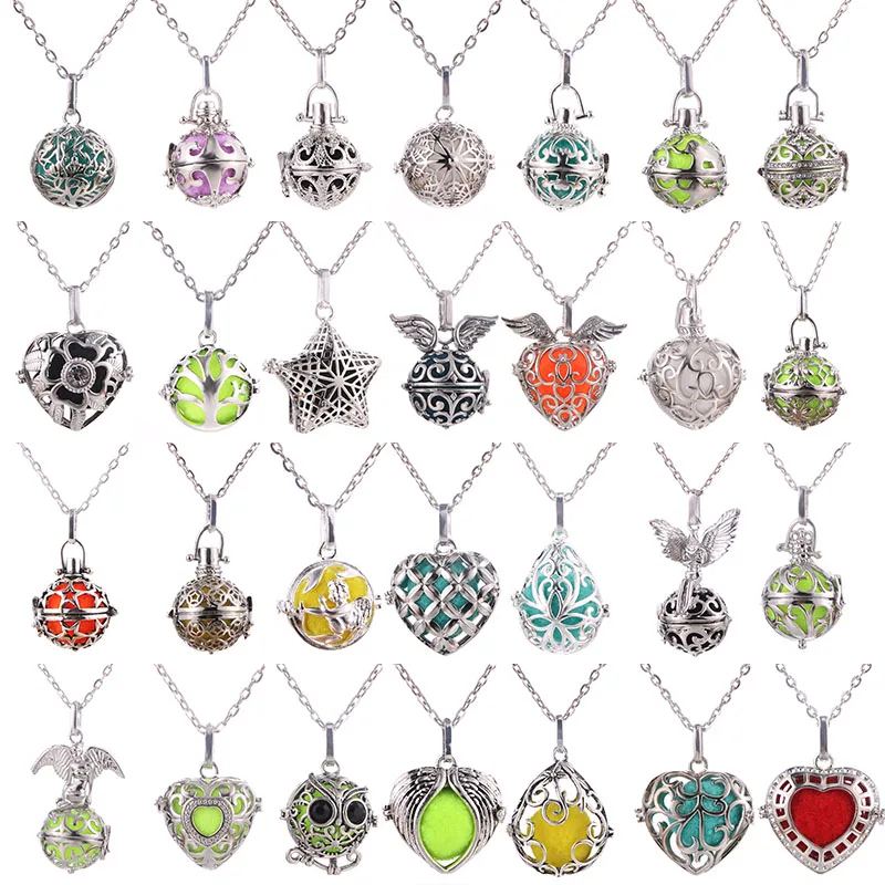 

Mixed Fashion Music Ball Bell Antique Aromatherapy Diffuser Locket Pendant Necklace Charm Perfume Essential Oil Box DIY Jewelry
