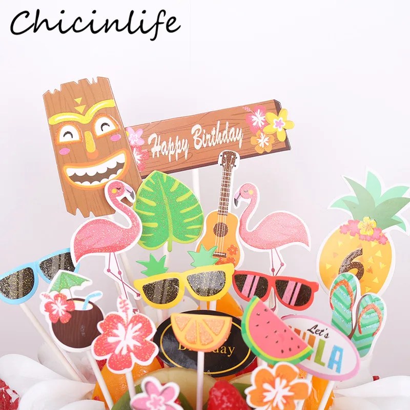 Chicinlife 18 шт./лот Фламинго фрукты очки украшения для кексов лето вечеринок дней