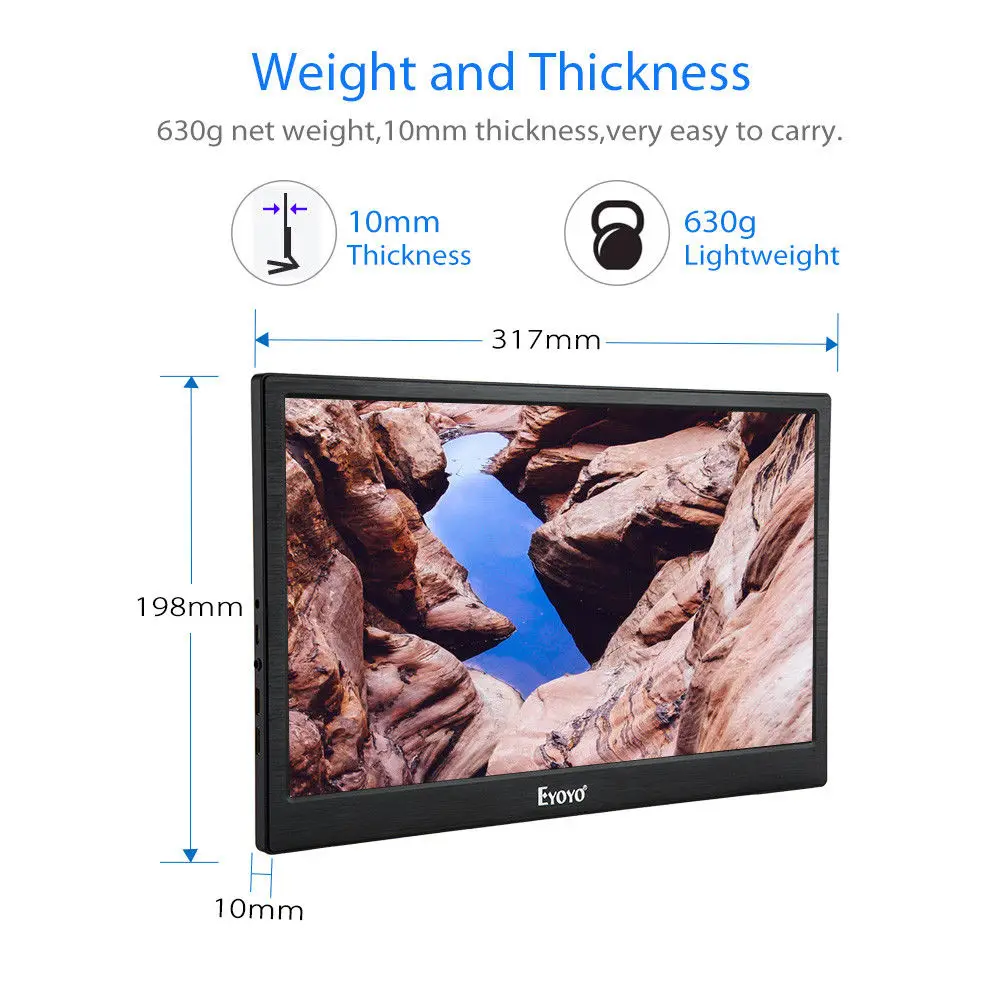 Eyoyo 13 &quot2560x1440 Высокая Разрешение 400cd/m2 ips игровой монитор с двойной HD Вход