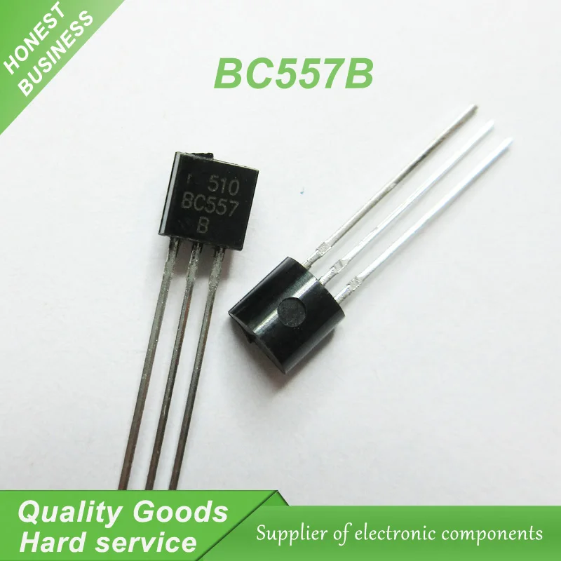 100pcs BC557B BC557 TO 92 Bipolar Transistors BJT PNP 45V 100mA HFE/450