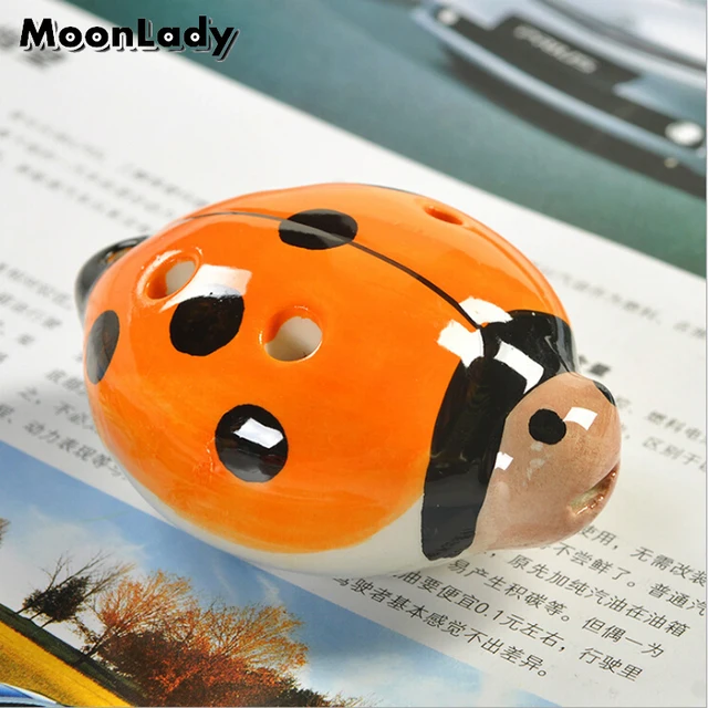 Colorful Porcelain Ladybug Ocarina 6 Holes Wind Musical Instrument for Music Amateurs and Beginners Children’s Toy and Gifts