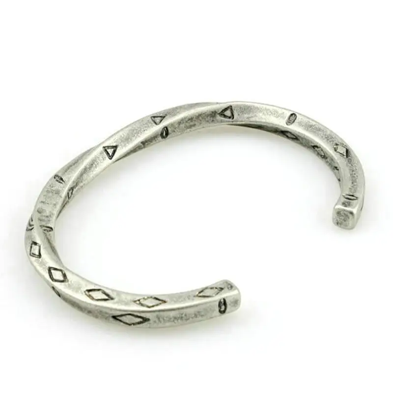 ANILLO Новые мужчины Viking войны Bangle Простой грубый Vintage Серебряный цвет Высокое