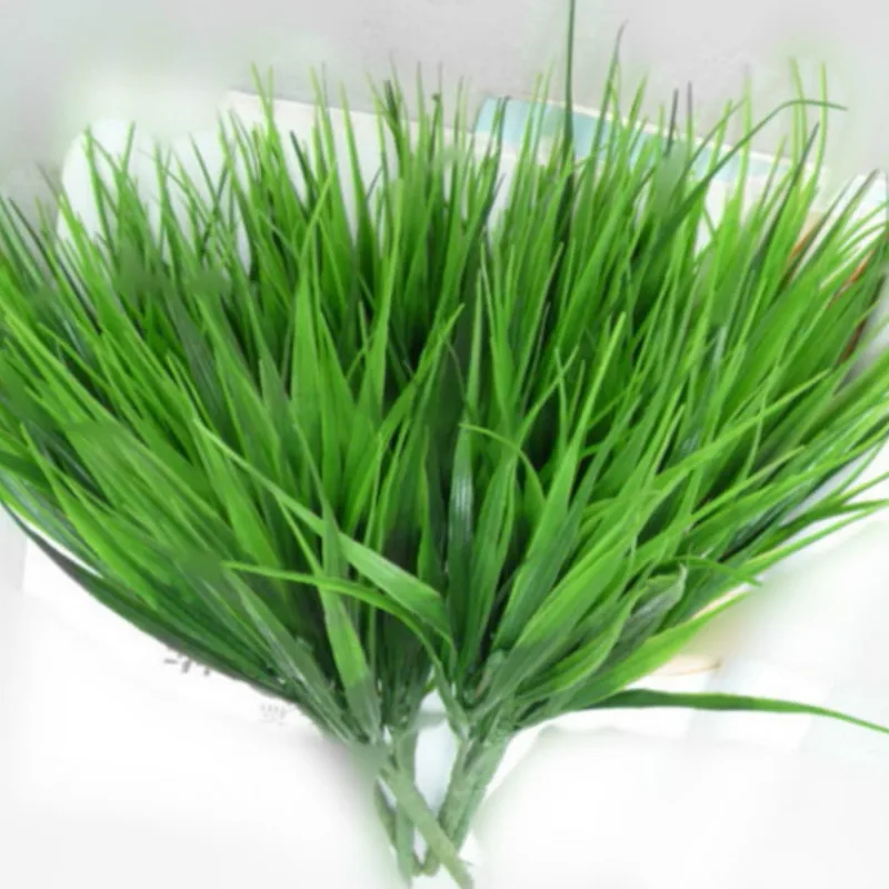 Artificia 7 FORK Plastic Green Grass Plant Flower Office Home Garden Decoration