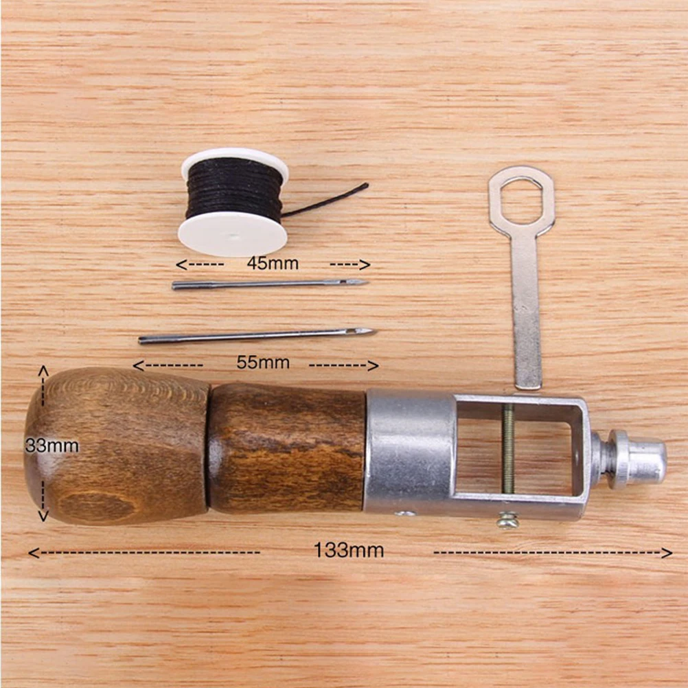 New 1pc Practical Leather Sewing Awl Tool Kit Leather Hand Single Stitch Sew Sewing Awl Kit Tool Needle Stitching With Thread