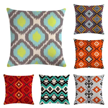 

Colorful Geometry Cushion Cover Cotton Linen Ethnic style Pilow Covers Home Decor 45x45cm Throw Pillowcase For Sofa Bed