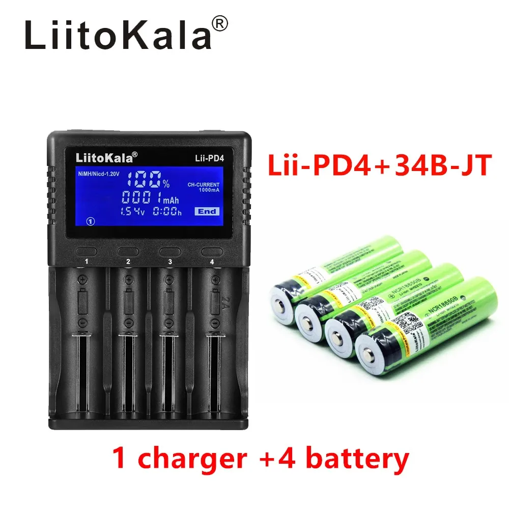 Зарядное устройство LiitoKala с ЖК дисплеем 3 7 в 18650 21700 + INR18650 4 шт. 3400 мАч 34B литий