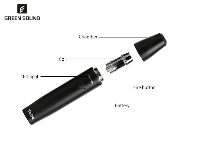 original GreenSound Toba vaporizer Built-in 1500mah battery Electronic cigarette heat no burning vape pen