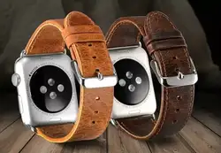 GOOSUU ретро коричневый Кофе кожаный ремешок и классический нержавеющая сталь застежка ремешок для apple watch 42mm 38 мм ремешок для часов