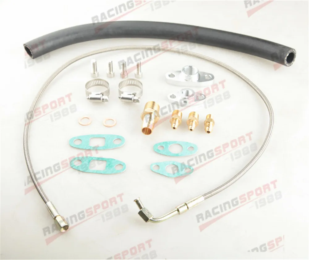 Universal Turbo Oil Line Kit Feed + Return Drain An3 T3t4 T04e Engine AliExpress