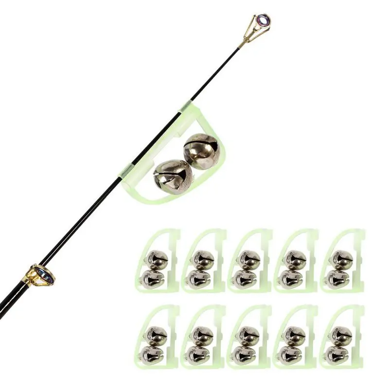 

2017 NEW 10 Pcs Luminous Sea Fishing Feeder 50mm Fishing Bell Twin Rod Tip Fish Bell Alarm Fishing Tackle Accessories