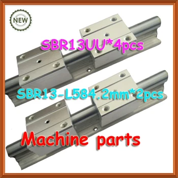 

13mm 23" inch 2pcs guide shaft support rail SBR13 -L 584.2mm + 4pcs SBR13UU linear motion ball bearing block slide unit CNC DIY