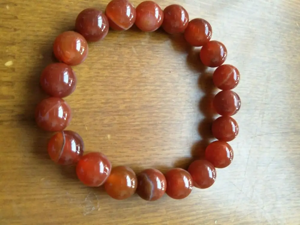 

New Fashion 10mm red agate Round elastic bracelet 7 '' 0350 28%