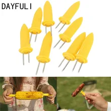 Petites fourchettes à maïs en acier inoxydable résistant à la chaleur 6 pièces, outil de BBQ pour pique-nique Camping