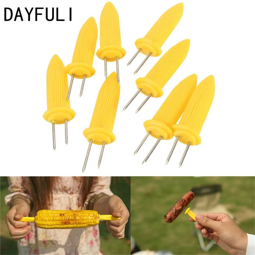 

DAYFULI 6pcs Safe Corn on the Cob Holders Skewers Needle Prongs For BBQ Barbecue Garden Hand Tools Fork