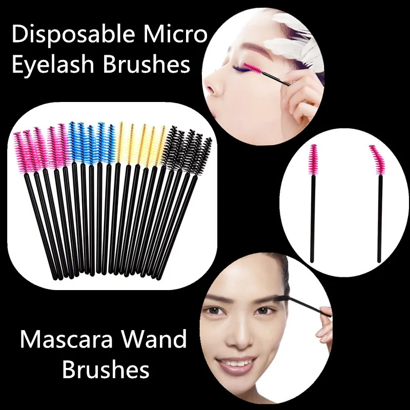 50Pcs/Pack Disposable Micro Eyelash Brushes Mascara Wands Applicator