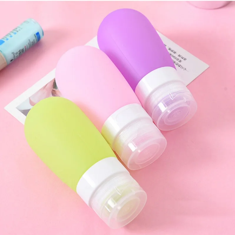

38ml/80ml Empty Silicone Travel Packing Press Bottle for Lotion Shampoo Bath Container Candy colors Bottles