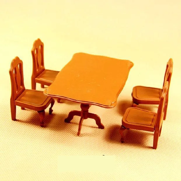 

suit for Sylvanian Family mini room furniture desk and 4 chairs suit for 1:12 doll house Child Toys Christmas gift