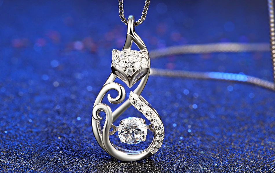 ORSA JEWELS, милое ожерелье из серебра 925 пробы с лисой и вставкой, 1 карат, подвижное Очаровательное ожерелье из стерлингового серебра с кубическим цирконием, ювелирное изделие SN53