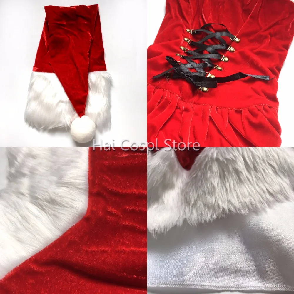 Cosplay&ware Plus Size Christmas Costume Women Red Sexy Dress Adult Female Fancy Cosplay Hat -Cosplayware Store