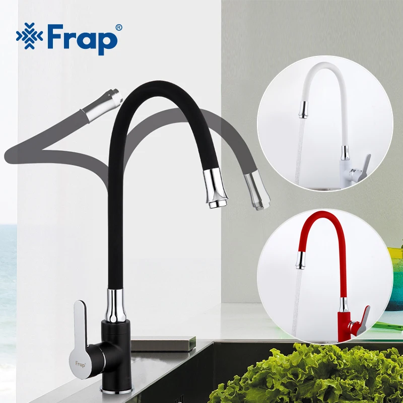 Frap New white black flexible Kitchen sink faucet brass 360 degree rotation torneira cozinha water tap mixer kitchen goods F4042