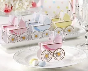 

(100 Pieces/lot) Baby boxes of Classic Pram candy box in Pink and Blue Color for baby shower favor box and Baby birthday gifts