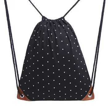 

Women Canvas Drawstring Gym Backpack Casual Print Polka Dot Travel Outdoor Multifunctional Sports Lightweight Portable #137