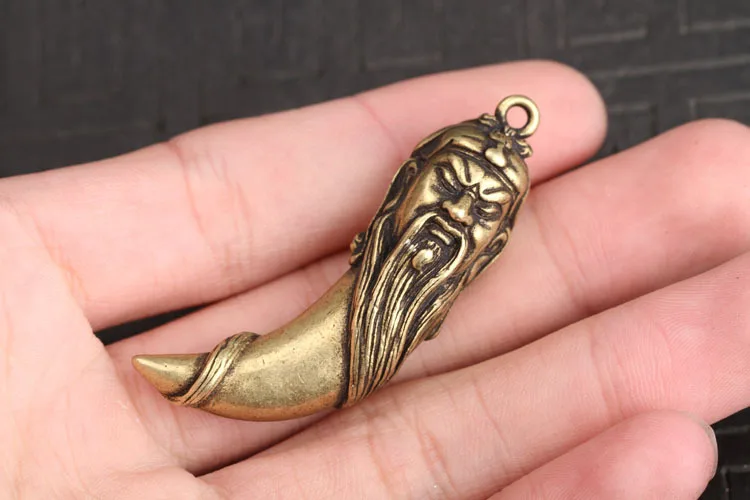 Brass Guan Gong Head Statue Keychains (10)