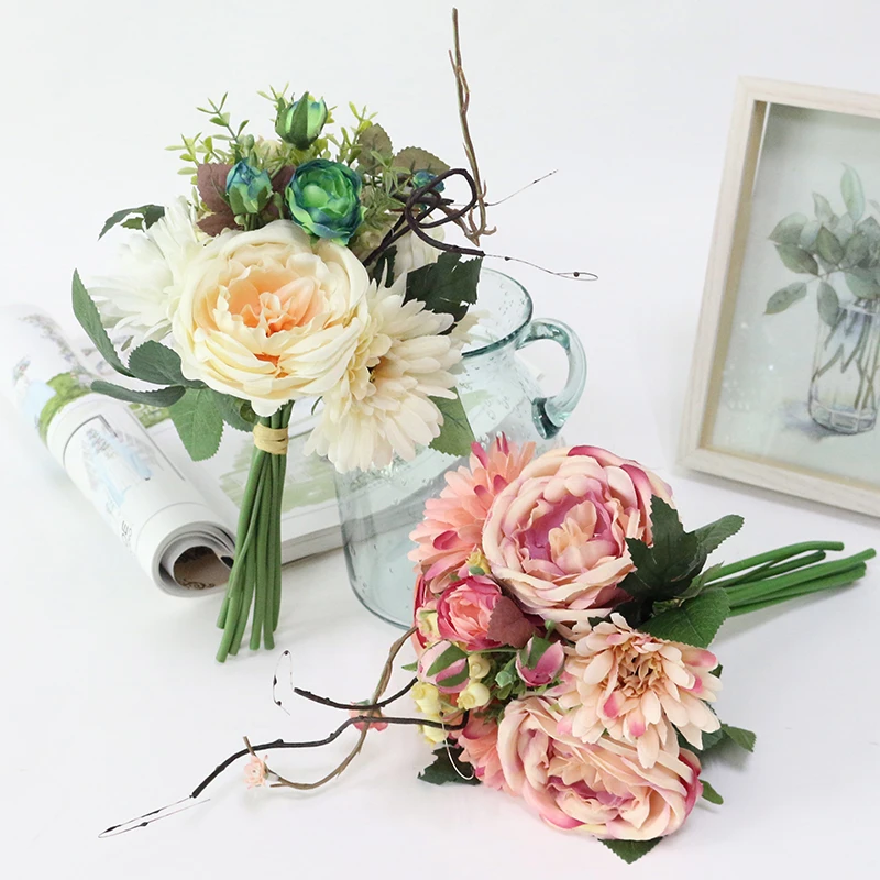 Artificial Wedding Bouquets for Brides New design Bruidsboeket Flors Silk Flowers Bouquets with Berry for Wedding Decoration (17)