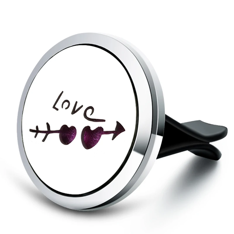 

Car Aroma Diffuser LOVE One Arrow Double Heart Stainless Steel Car Air Freshener Perfume Essential Oil Diffuser Lockets Necklace